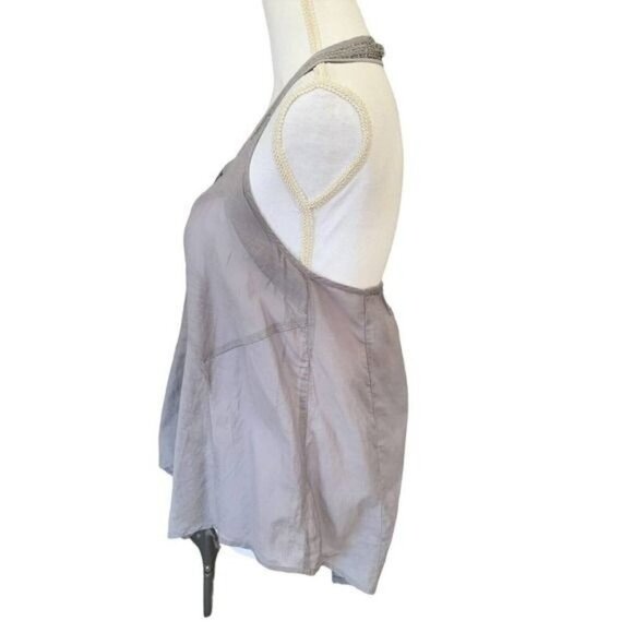 American Eagle Outfitters Womens Top Sz Small Halter V-Neck Sequin Sheer Gray - Picture 5 of 12